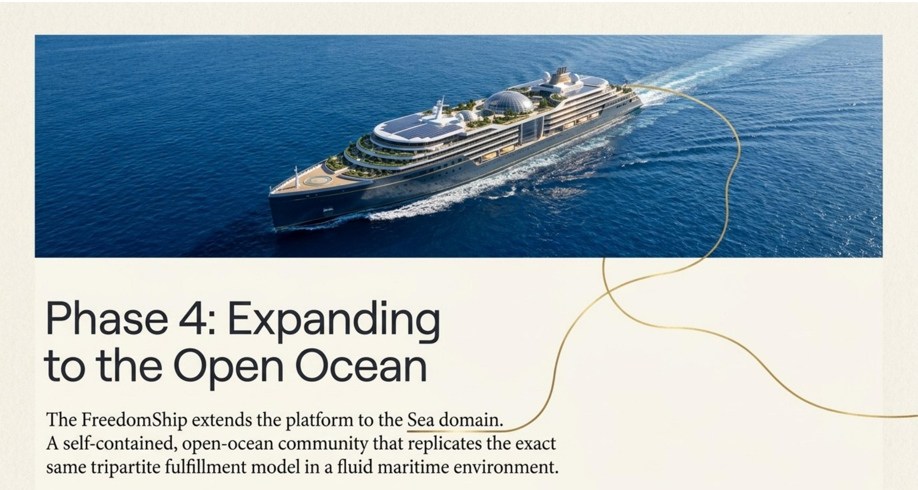 FreedomShip on the open ocean